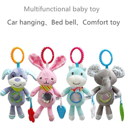 Stevvex plush baby rattle set: 4 hanging animals with stroller rings on Tampa Home & Garden Store