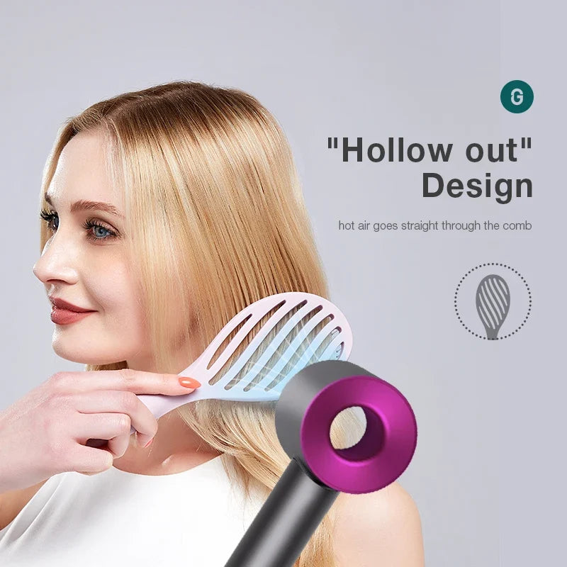 MR.GREEN hollow-out hair brush detangler with purple ring handle by Silcy Skin for wet-dry hair on Tampa Home & Garden Store