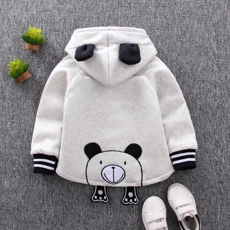 Stevvex Winter Baby Coat for infants, gray bear-hooded cotton jacket with black ears on Tampa Home & Garden Store