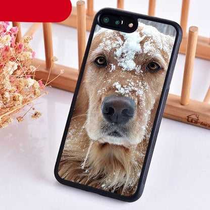 Stevvex iPhone case with golden retriever face, black liquid silicone bumper on Tampa Home & Garden Store
