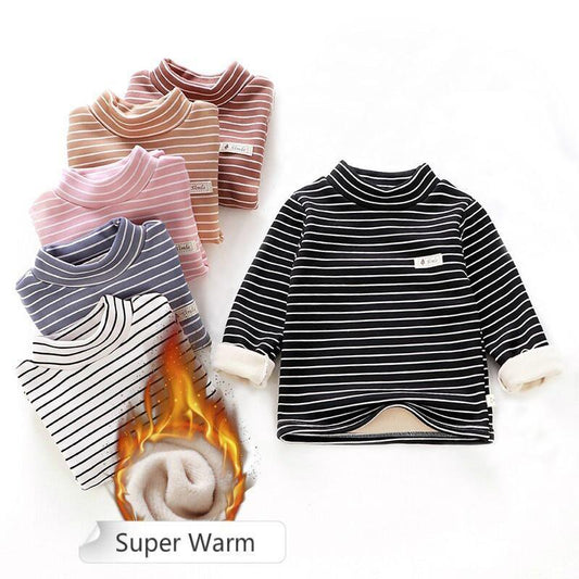 Toddler striped turtleneck sweatshirt set by Stevvex, super warm fleece lining, long sleeves on Tampa Home & Garden Store