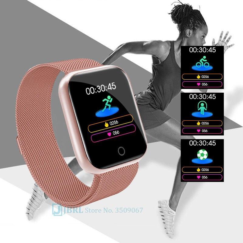 Stevvex square smart watch with rose gold stainless steel mesh band and fitness display Android on Tampa Home & Garden Store