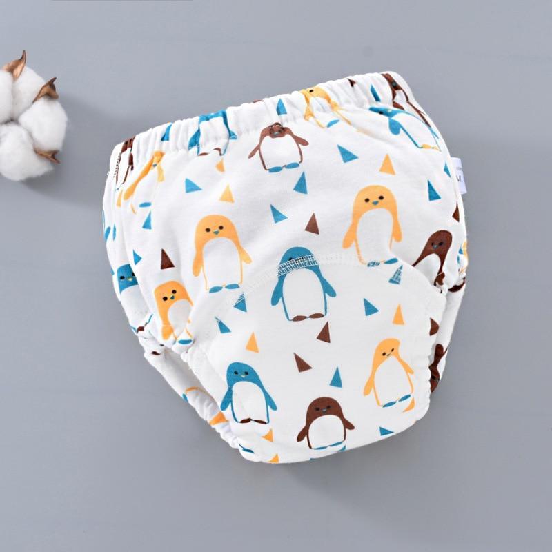 Stevvex Baby Training Pants cloth diaper, 6-layer gauze, reusable nappies with penguin print on Tampa Home & Garden Store