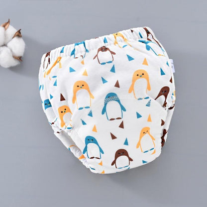 Stevvex Baby Training Pants cloth diaper, 6-layer gauze, reusable nappies with penguin print on Tampa Home & Garden Store
