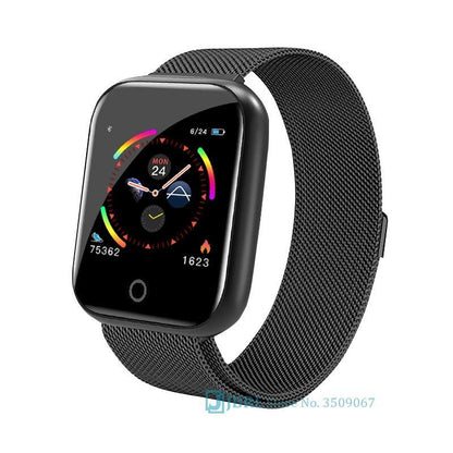 Stevvex ST1WT3506WML smart watch with black mesh band and square touchscreen for Android IOS on Tampa Home & Garden Store