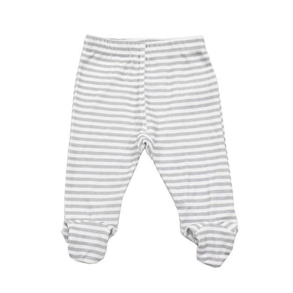 Stevvex baby cotton footed trousers gray and white striped 0–18m unisex on Tampa Home & Garden Store