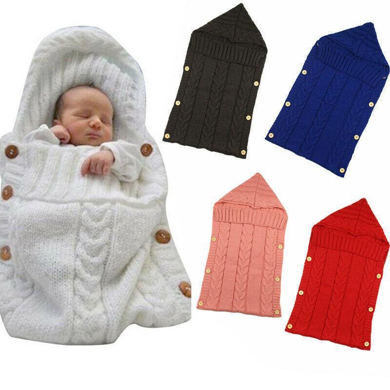 Stevvex knitted baby swaddle blanket set of 5 in white, black, blue, pink, red for newborns on Tampa Home & Garden Store
