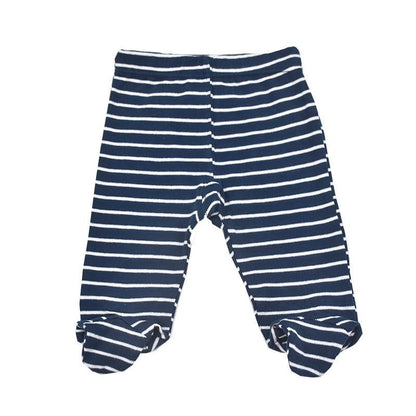 Stevvex baby cotton footed trousers with navy white stripes for 0-18 months unisex on Tampa Home & Garden Store
