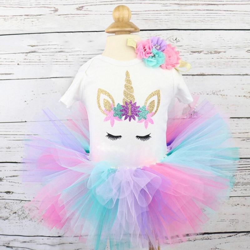 Unicorn tutu dress set for newborn baby girl with glitter unicorn tee and pastel tulle skirt on Tampa Home & Garden Store