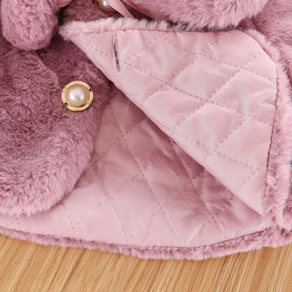 Stevvex pink baby fur cloak jacket with quilted satin lining and pearl button on Tampa Home & Garden Store