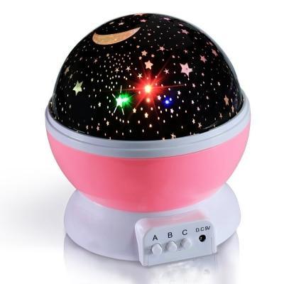 LED starry night light projector lamp Stevvex, pink base with stars for baby room on Tampa Home & Garden Store