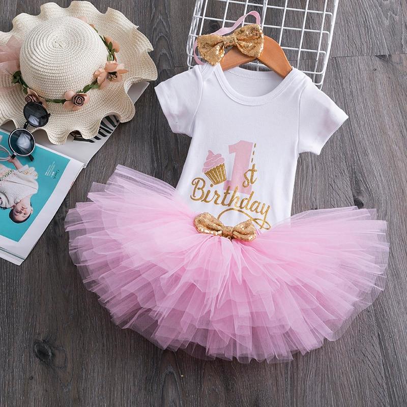 Unicorn tutu set for baby girl by Stevvex with white bodysuit, pink 1st Birthday tutu, gold bow on Tampa Home & Garden Store