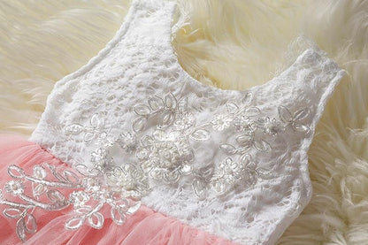 Luxury toddler dress with white lace bodice and pink tulle skirt by Stevvex on Tampa Home & Garden Store