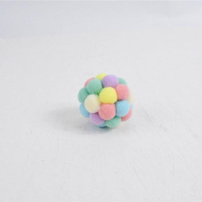 Plush pet toy ball multicolor pom-poms for cats Stevvex cat toy on Tampa Home & Garden Store