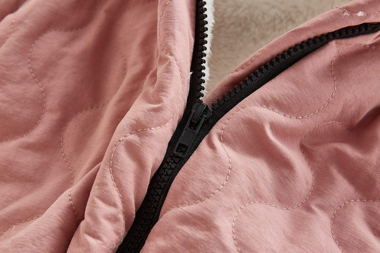 Plush quilted cotton baby jumpsuit jacket pink by Stevvex with black zipper on Tampa Home & Garden Store