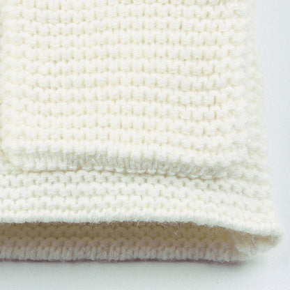 Stevvex newborn knitted hooded jacket fabric close-up in cream, chunky ribbed knit on Tampa Home & Garden Store