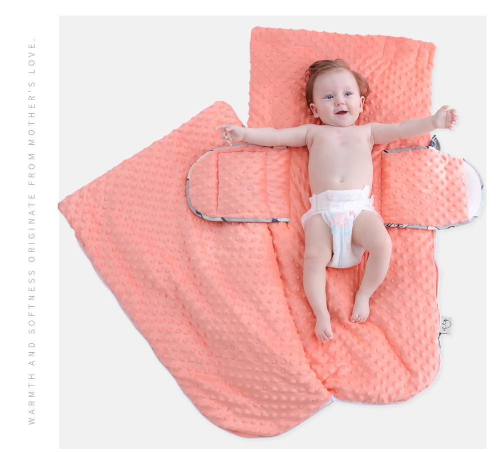 Newborn envelope cocoon sleeping bag peach dotted minky fabric by Stevvex swaddle blanket on Tampa Home & Garden Store