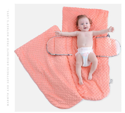 Newborn envelope cocoon sleeping bag peach dotted minky fabric by Stevvex swaddle blanket on Tampa Home & Garden Store