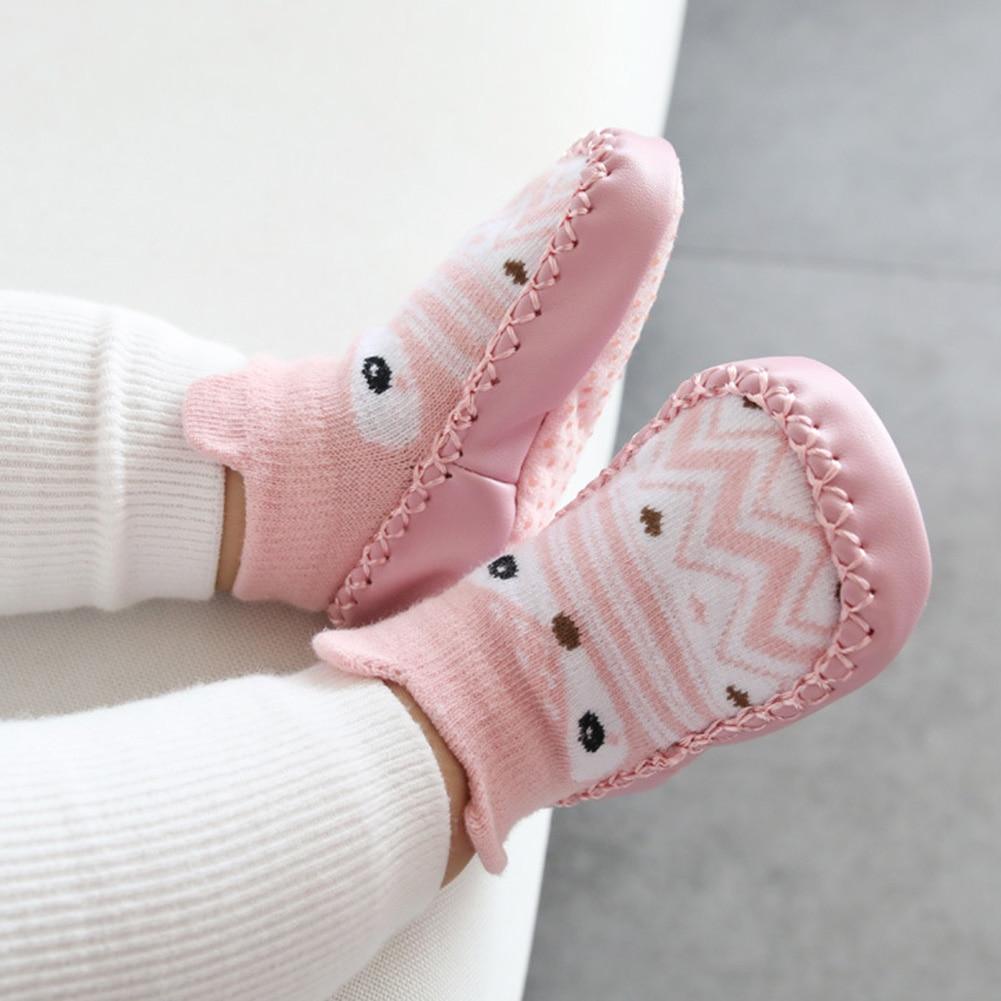 Stevvex pink cotton baby soft sole cartoon shoes socks pair with stitched edges on Tampa Home & Garden Store