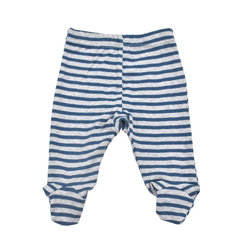 Stevvex striped cotton baby footed trousers 0-18m blue white unisex on Tampa Home & Garden Store