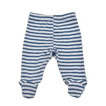 Stevvex striped cotton baby footed trousers 0-18m blue white unisex on Tampa Home & Garden Store