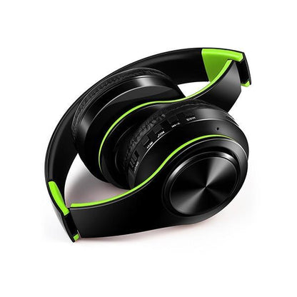 Stevvex Bluetooth headphones with microphone, wireless over-ear, black with lime accents on Tampa Home & Garden Store