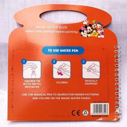Stevvex Magic Water Book coloring pad for kids with reusable water pen, spiral-bound board on Tampa Home & Garden Store