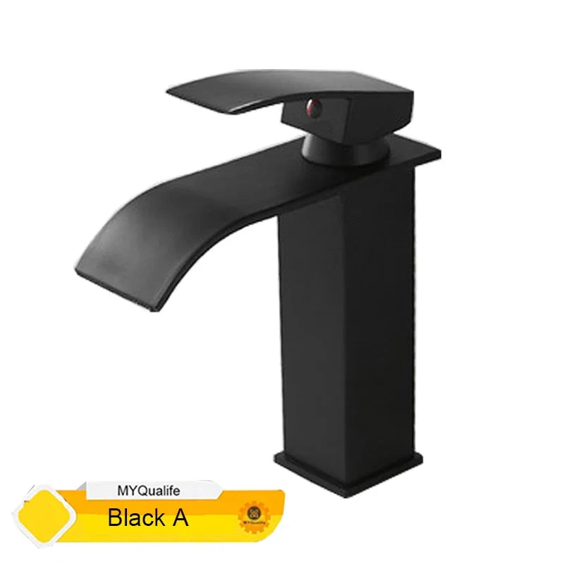 Black waterfall bathroom faucet Silcy Skin, basin vanity single-hole mixer tap on Tampa Home & Garden Store