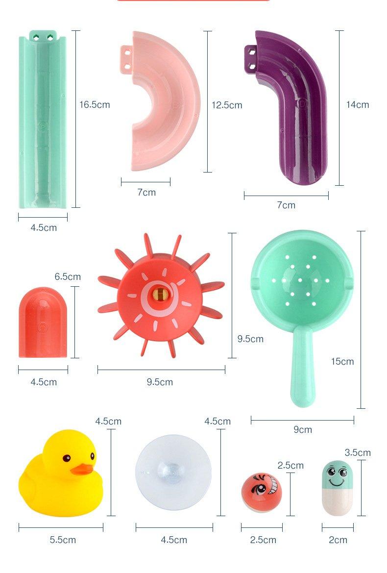 Bath toys set Stevvex with suction cup marble race orbit track pieces in assorted colors (12 pieces) on Tampa Home & Garden Store