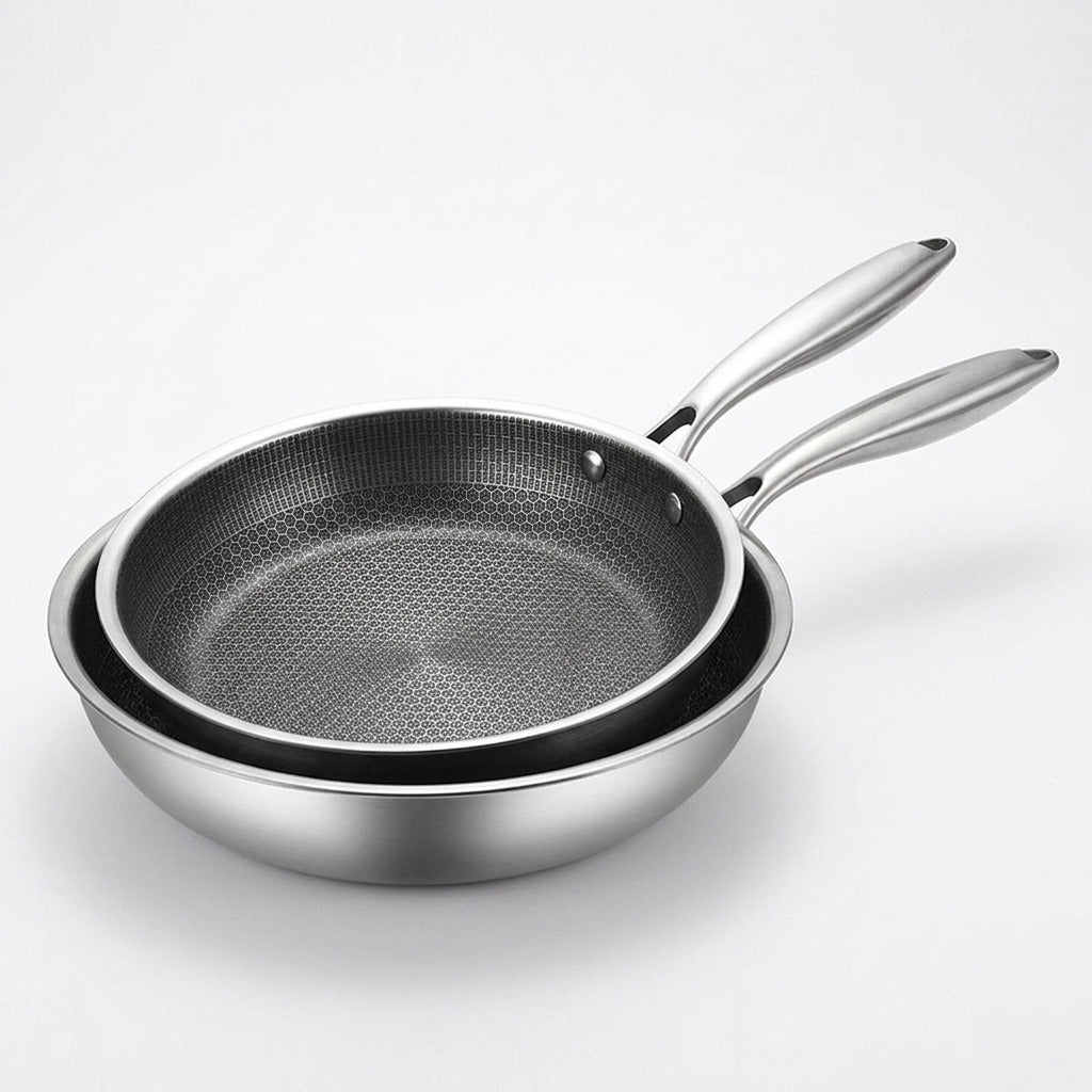 Stainless steel frying pans with honeycomb and scratch-resistant non-stick coating 2 pans on Tampa Home & Garden Store