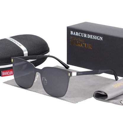 Barcur polarized square sunglasses with dark lenses black temples UV400 on Tampa Home & Garden Store