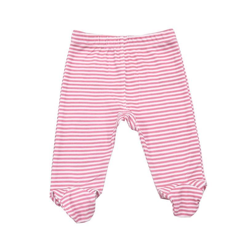 Stevvex baby footed striped cotton trousers pink and white 0-18m unisex on Tampa Home & Garden Store