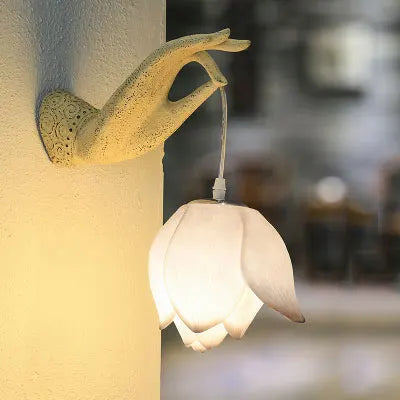 Modern Chinese Lotus Wall Lamp Creative Corridor Hallway Teahouse Art Decor Light