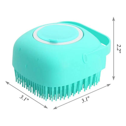 Stevvex 2-in-1 pet bath brush silicone massage comb mint blue with soft bristles on Tampa Home & Garden Store