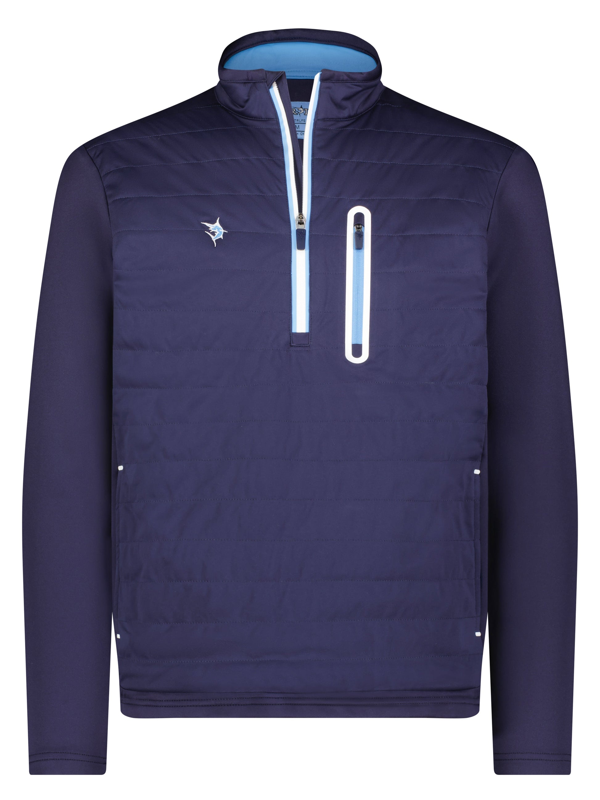 Hampton Pullover navy quarter-zip by White Water Life with blue zipper trim on Tampa Home & Garden Store