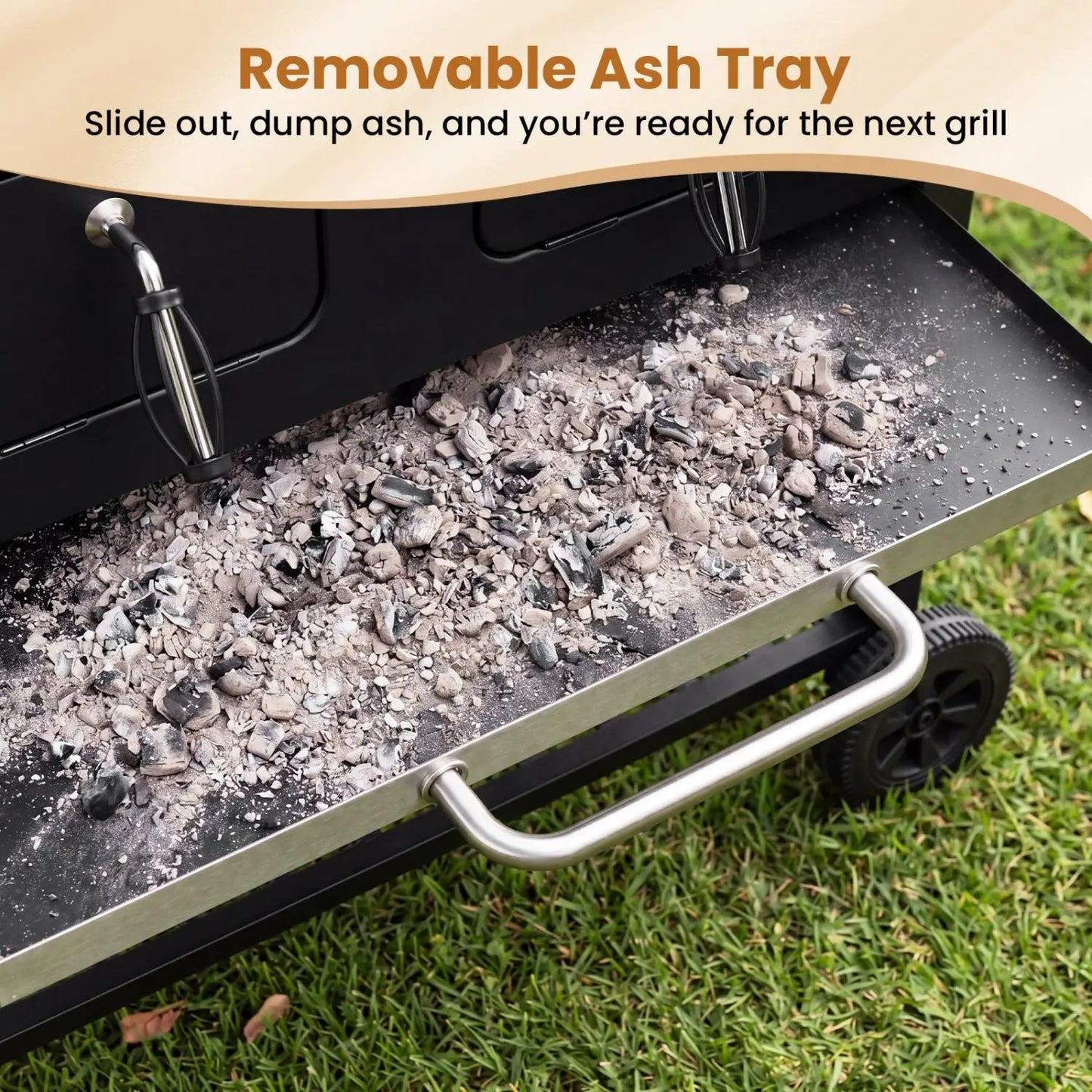 Charcoal Grill with Lifting Trays and Side Tables