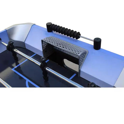 Mesa de futbolín azul, gris y negro de 1.2 m con marcadores de ábaco y 2 pelotas