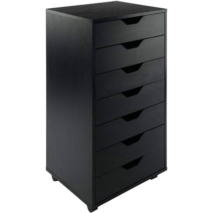 Cómoda con 7 cajones de estilo escandinavo moderno con acabado en negro