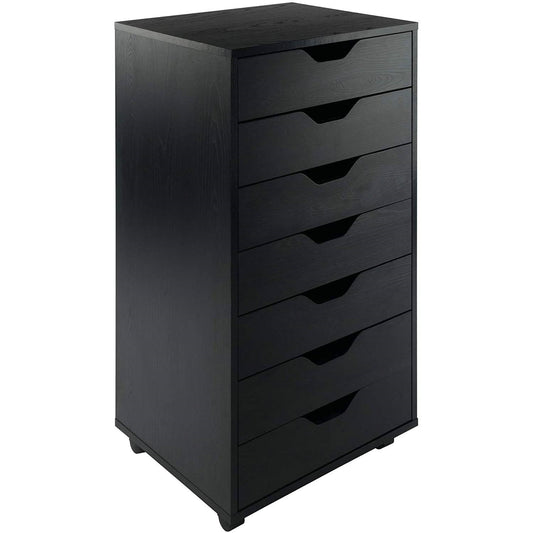 Cómoda con 7 cajones de estilo escandinavo moderno con acabado en negro