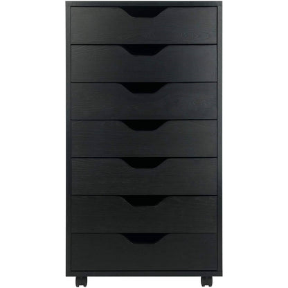Cómoda con 7 cajones de estilo escandinavo moderno con acabado en negro