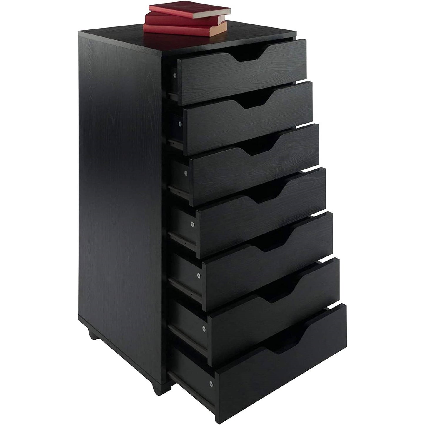 Cómoda con 7 cajones de estilo escandinavo moderno con acabado en negro