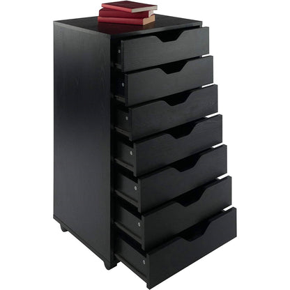 Cómoda con 7 cajones de estilo escandinavo moderno con acabado en negro