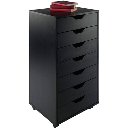 Cómoda con 7 cajones de estilo escandinavo moderno con acabado en negro