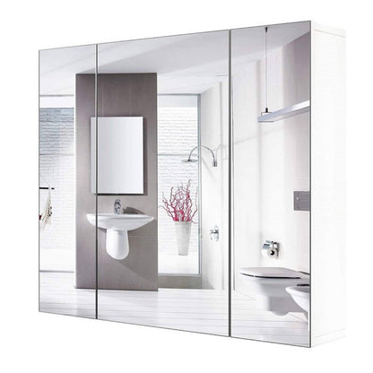 Moderno botiquín de baño con espejo de 3 puertas y montaje en pared