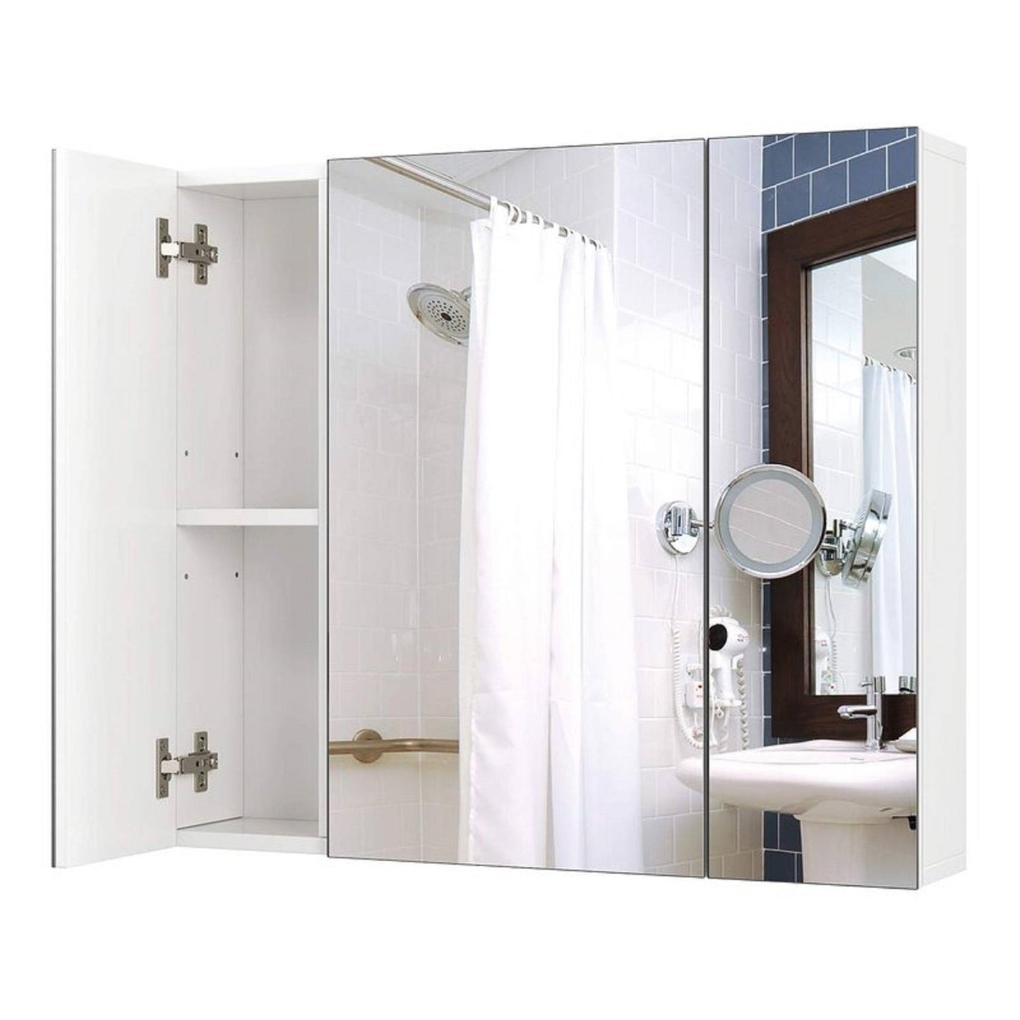 Moderno botiquín de baño con espejo de 3 puertas y montaje en pared