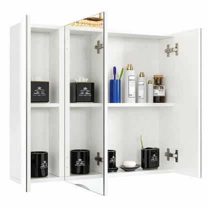 Moderno botiquín de baño con espejo de 3 puertas y montaje en pared