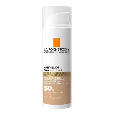 La Roche-Posay Anthelios Age Correct Daily Tinted Cream SPF50+ bottle, tinted sunscreen foundation for anti-aging & sensitive skin on Tampa Home & Garden Store