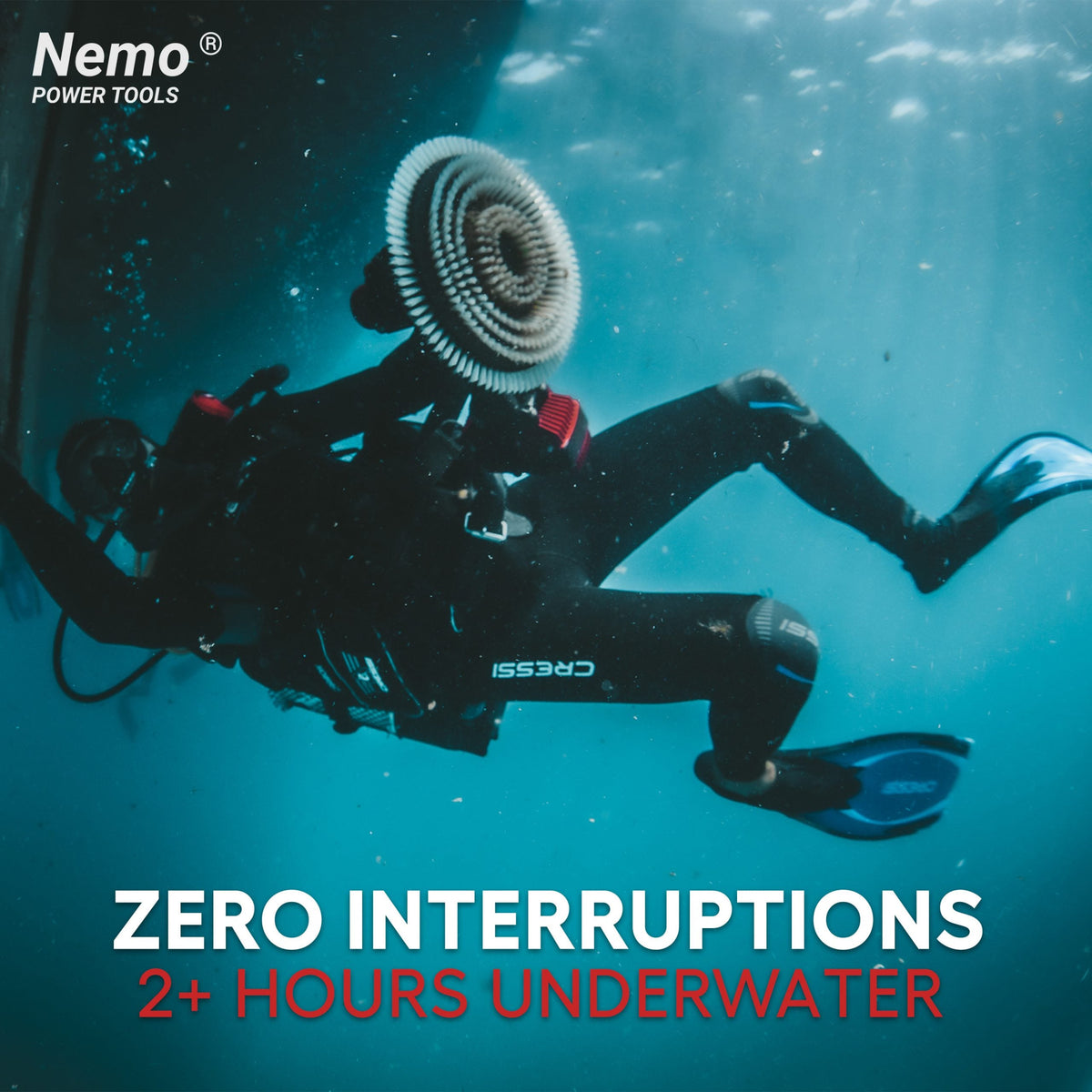 Nemo Hull Cleaner Electric Brush underwater power tool with bristle head GRIP TOOLS on Tampa Home & Garden Store