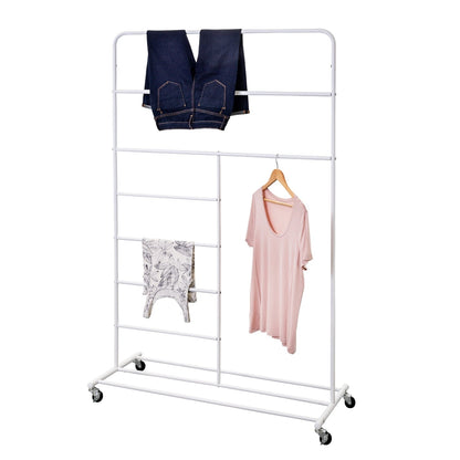 Estante de secado de ropa multiuso enrollable blanco