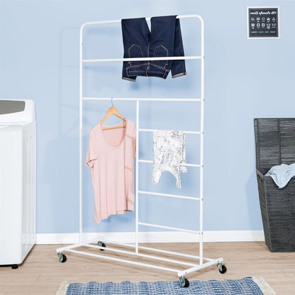 Estante de secado de ropa multiuso enrollable blanco
